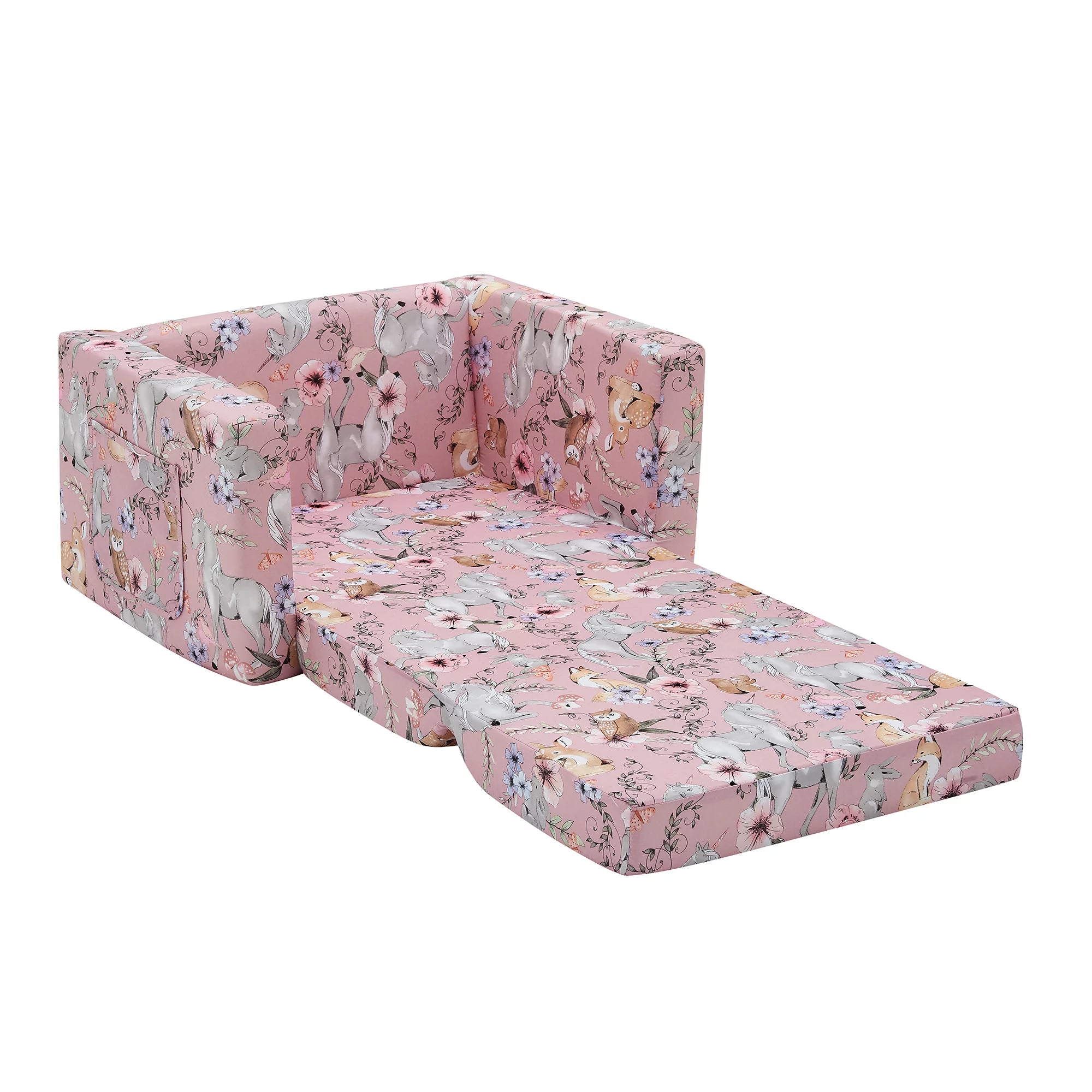 Pink Unicorn Convertible Kids Chair Sofa M3302
