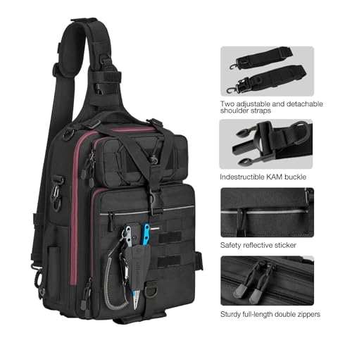 Lightweight Sling Fishing Tackle Bag with Rod & Gear Holder H1699