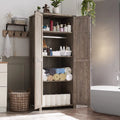 Light Rustic Oak Kitchen Pantry Storage Cabinet with Barn Door and Hanging Rod Y50347