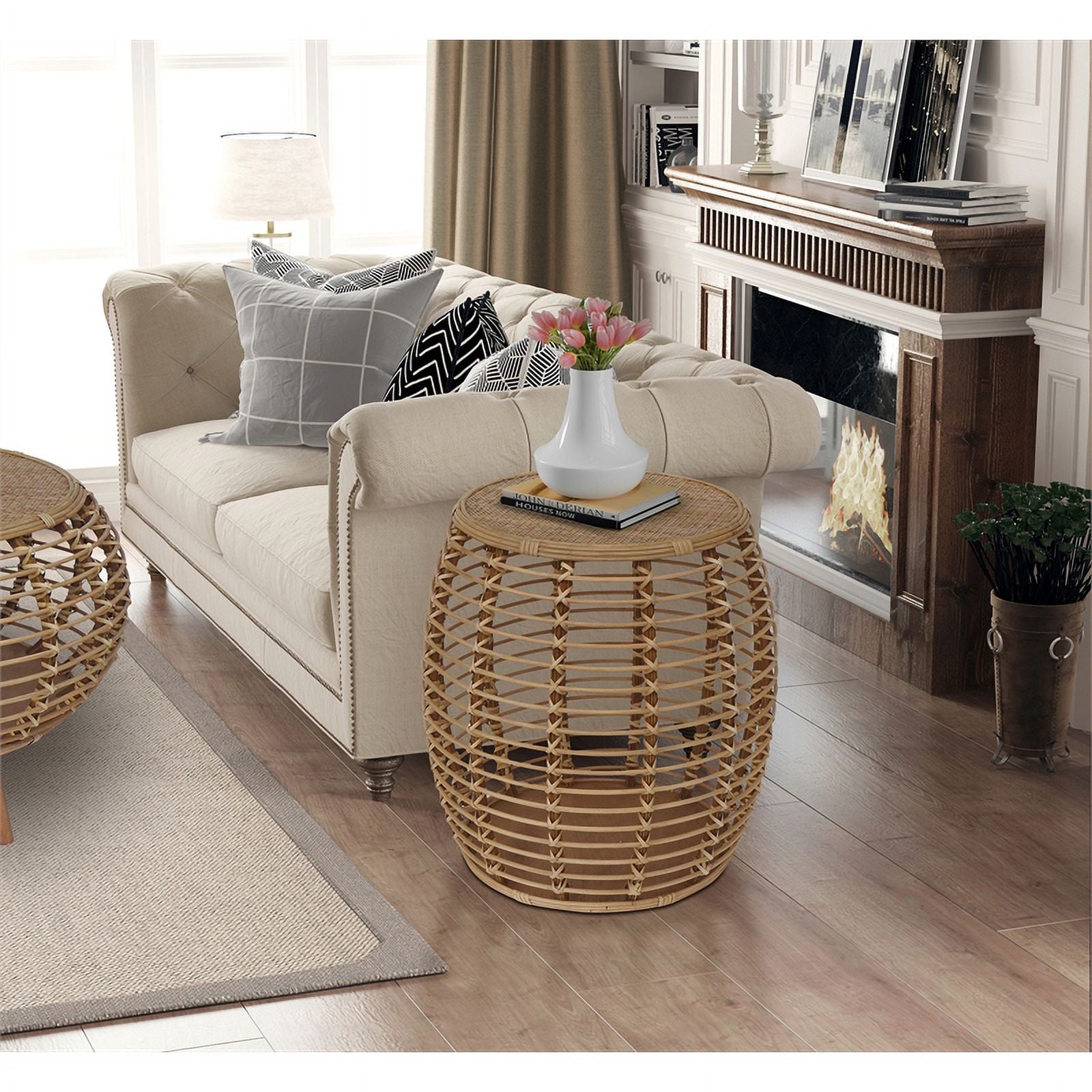 Natural Espresso Rattan End Table Z748
