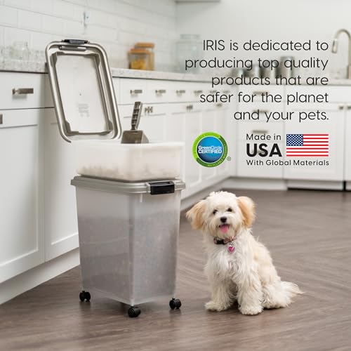 30 lbs & 11 lbs Combo Airtight Dog Food Storage Container, Stackable Treat Box, 2-Cup Scoop, Wheels, Seafoam Blue J33993