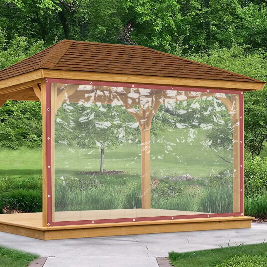 Brown PVC Clear Awning Canopy Patio Roll Up Enclosure U439