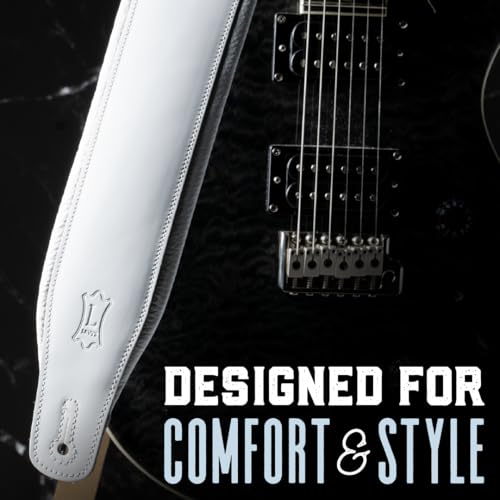 Black 3" Wide Leather Guitar Strap with Foam Padding T793838