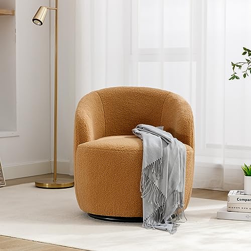 Coffee Brown Teddy Sherpa Swivel Barrel Chair E572