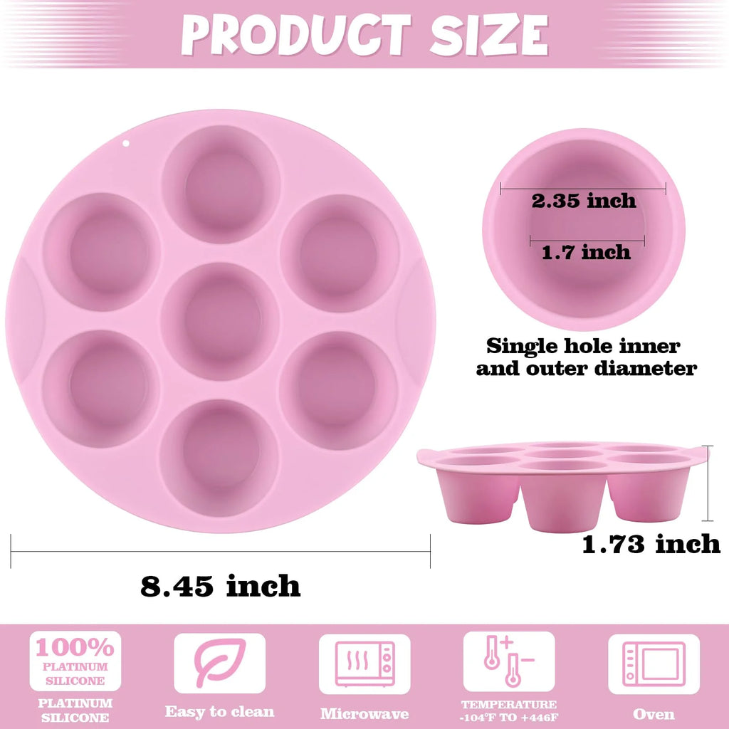 2 Pack Nonstick Silicone 7-Cup Baking Pan, Pink Green U27475