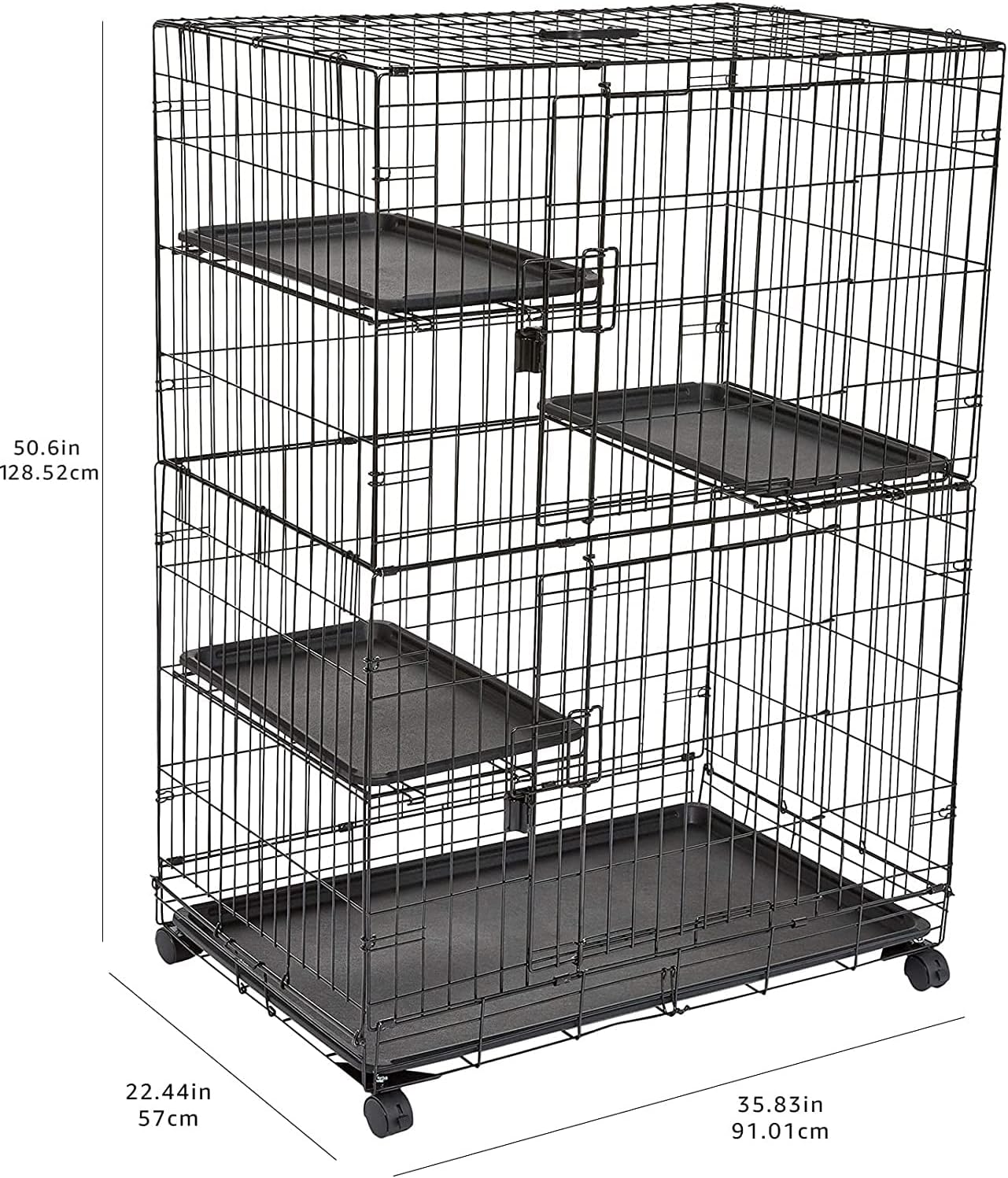 Large 3-Tier Cat Cage Playpen Crate Kennel, Black C4177