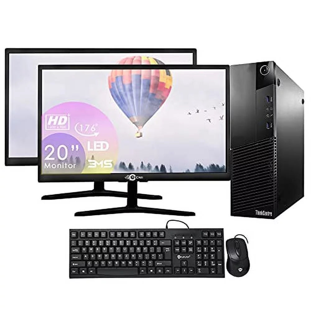 Desktop Computer with Intel Core i5 3.20GHz, 8GB RAM, 256GB SSD, Dual 20Inch LCD Monitor, WiFi, Windows 10 Home 64-bit (used) I70362