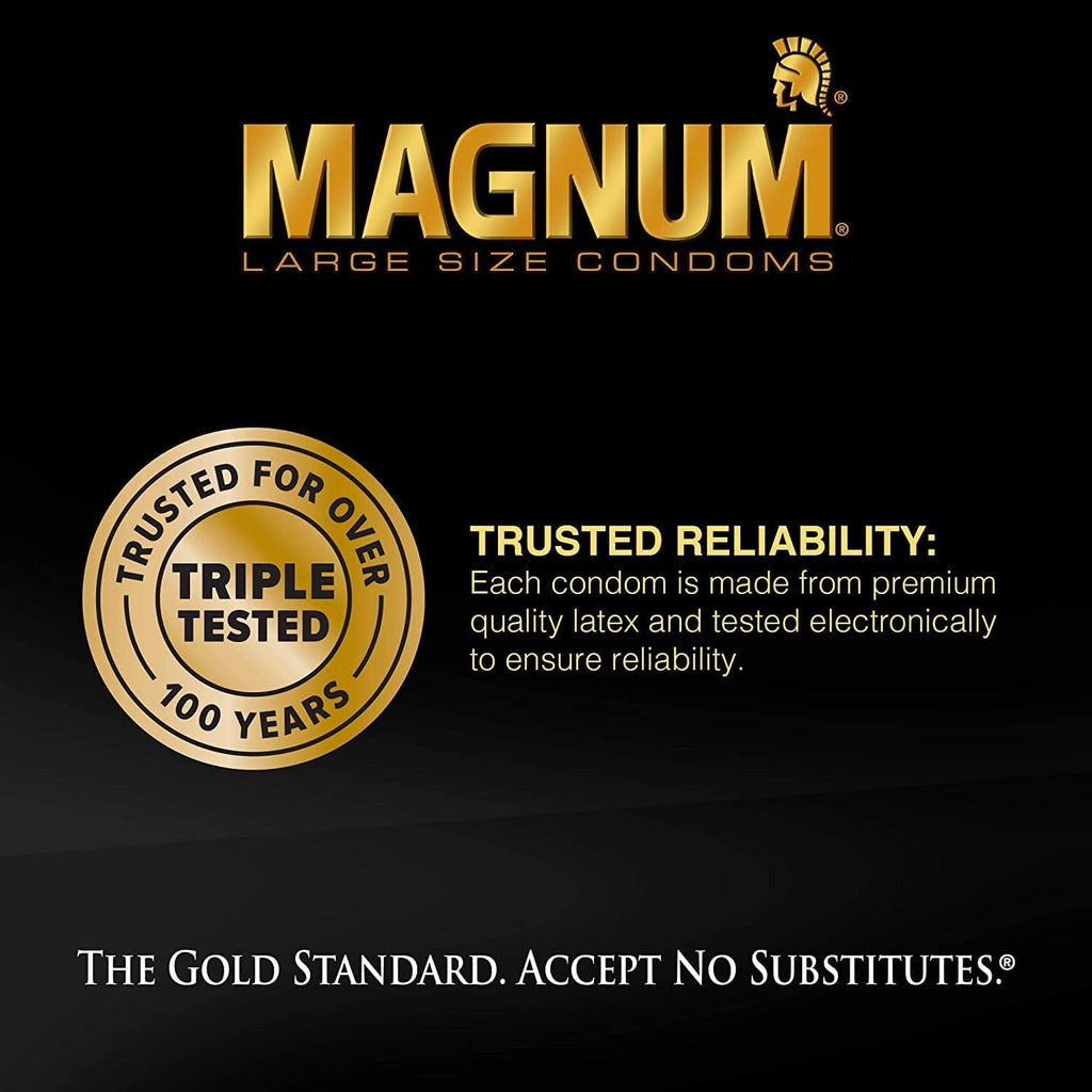 Magnum XL Size Lubricated Latex Condoms - 12 ct, Pack of 6 W216