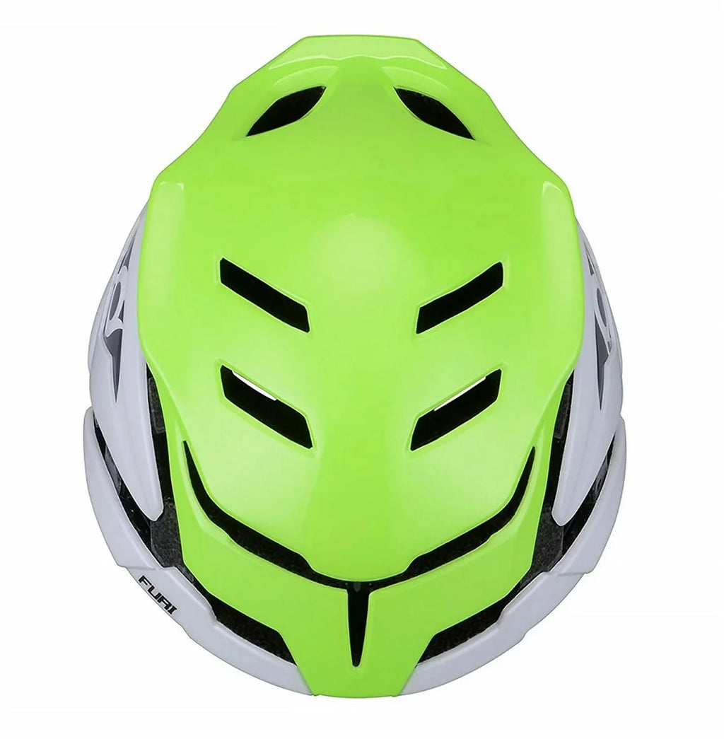 Adult Aerodynamic Bicycle Helmet Neon Green/White L/XL B639