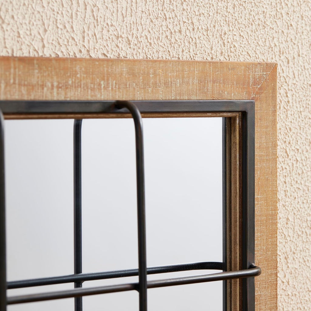 Windowpane Wall Mirror 24'' x 32'' Rectangle Wood Metal Frame F848