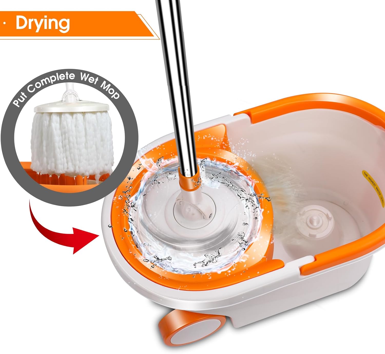 Spin Mop & Bucket with Wringer Set, 7 Microfiber Mop Refills, 57" Extended Handle J71671