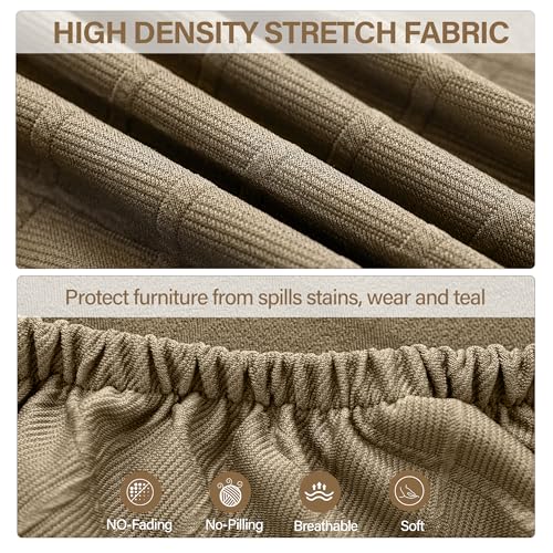 Grey Set of 4 Jacquard Stretch Dining Chair Seat Covers with Armrest K61854