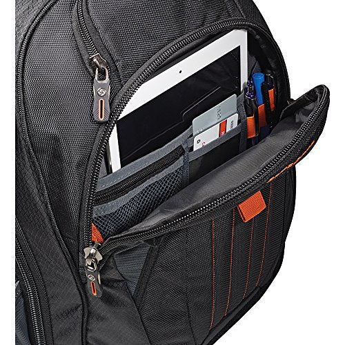 Large Backpack, Black/Orange, 18 x 13.3 x 8.6 M702478