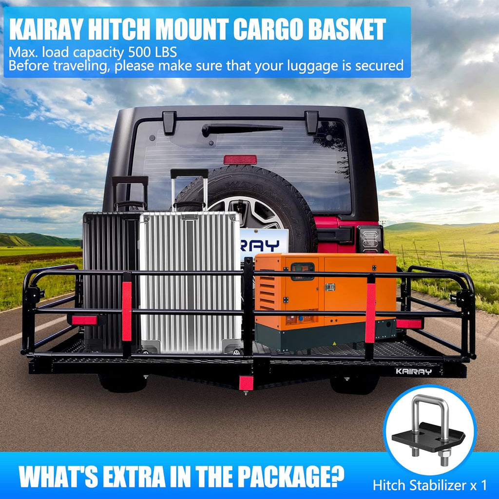 60" x 24" x 14.4" Folding Hitch Mount Cargo Carrier I1346