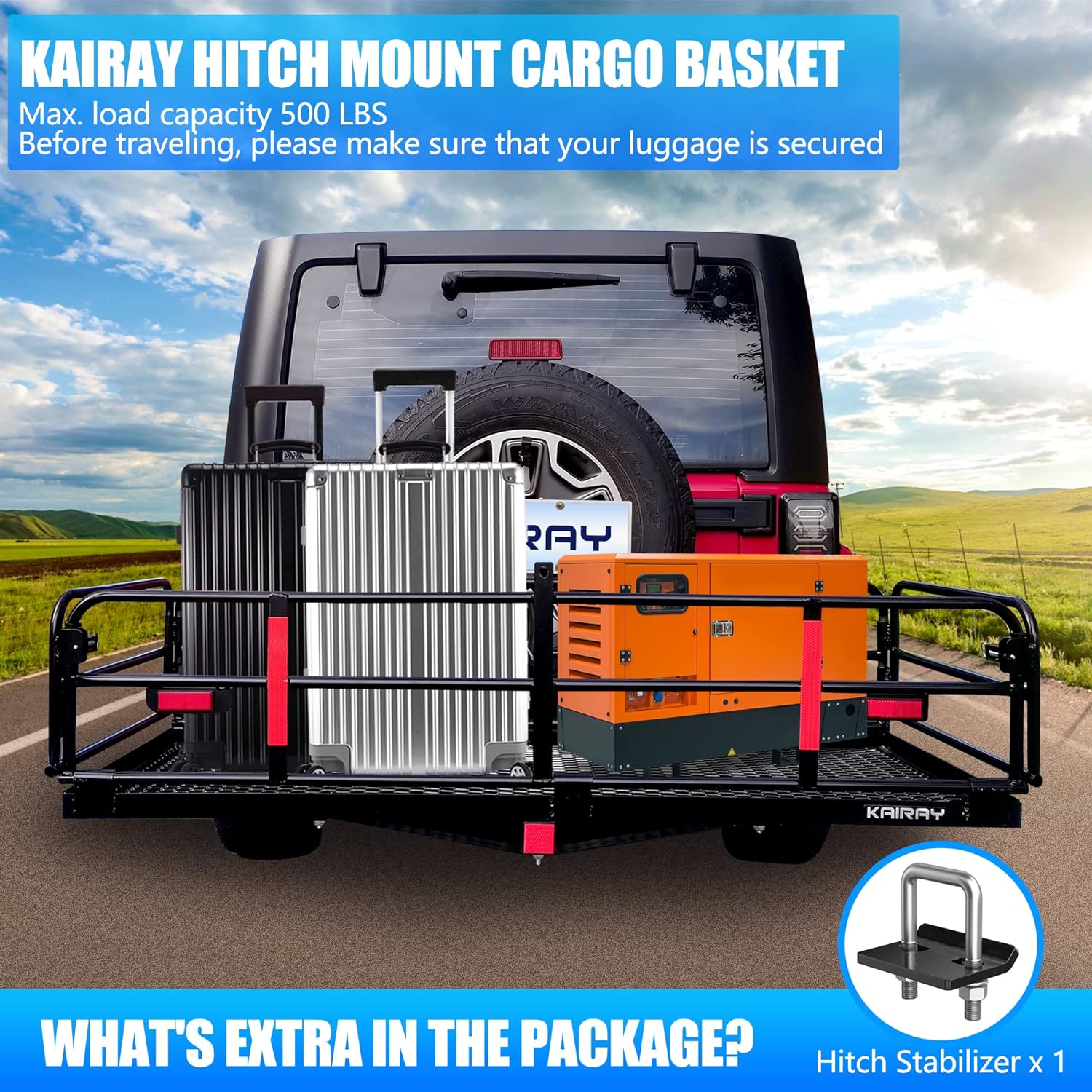 60" x 24" x 14.4" Folding Hitch Mount Cargo Carrier I1346