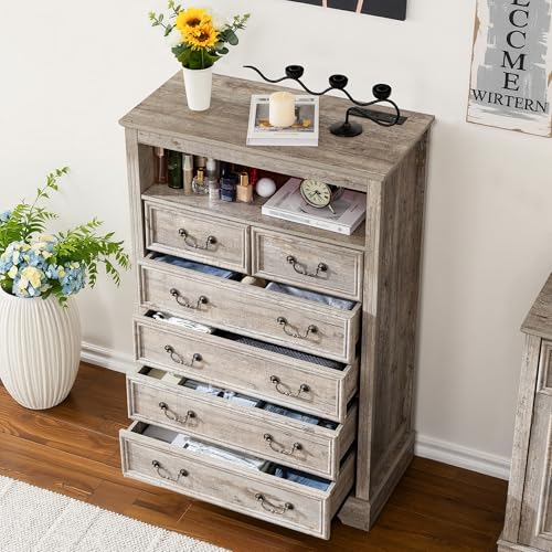 Vintage Gray 6 Drawer Dresser A41970
