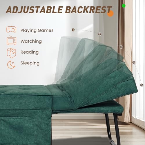Light Blue 36" W Convertible Ottoman Bed Sleeper L933