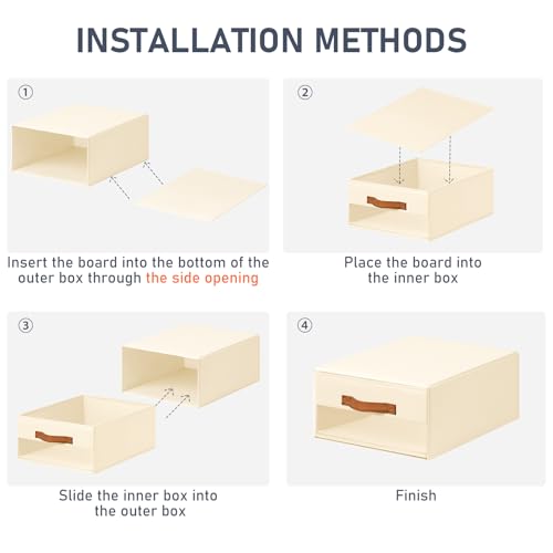 Grey Fabric Closet Organizers with Drawers, 4-Pack L4819