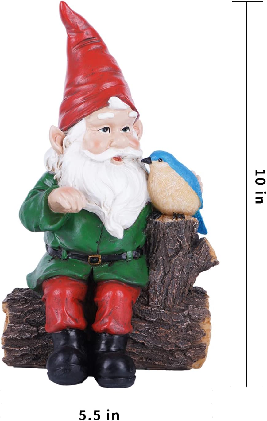 Outdoor Gnome Statue with Bird Statue Y1676