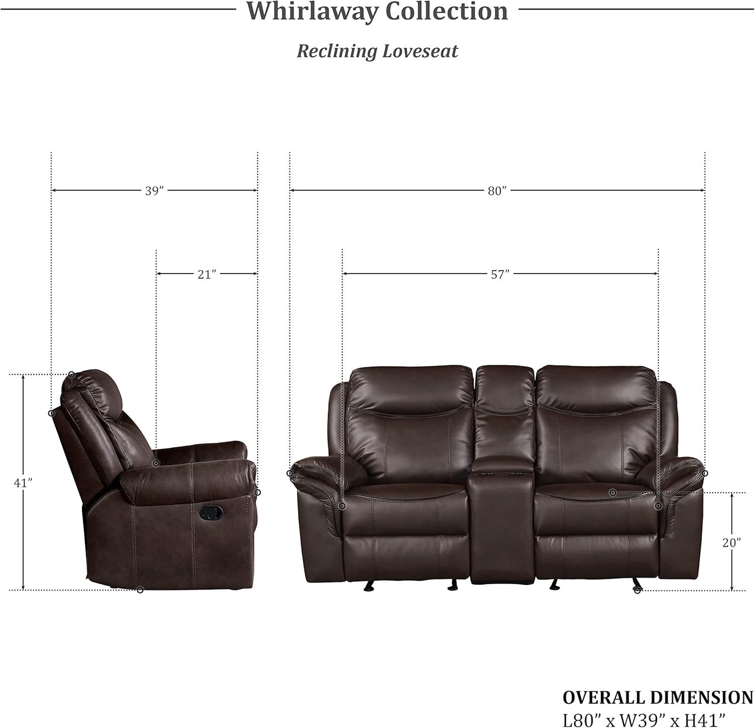 3-Piece Dark Brown Manual Reclining Sofa Set S218