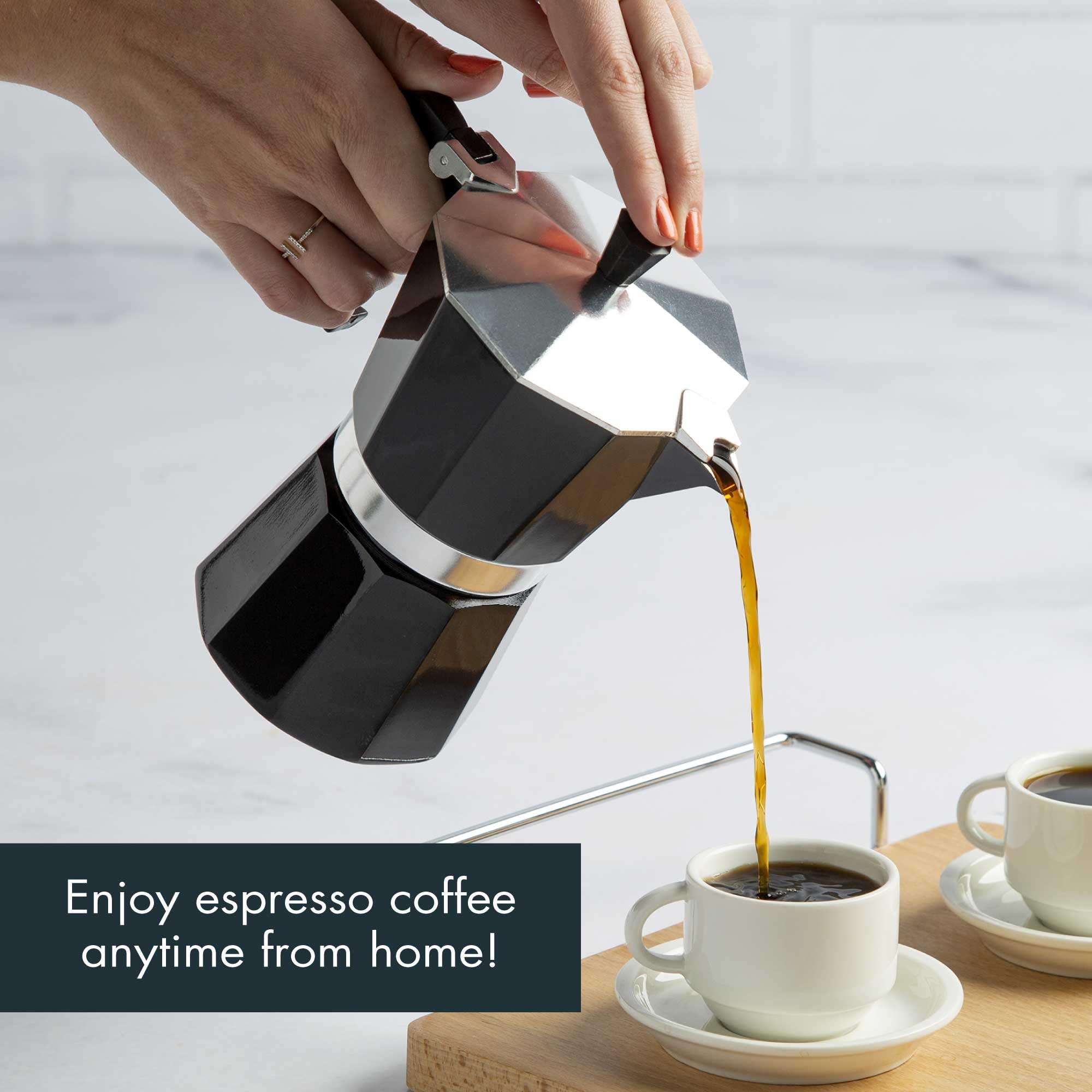 Black 6 Cup Stovetop Espresso Coffee Maker L9813