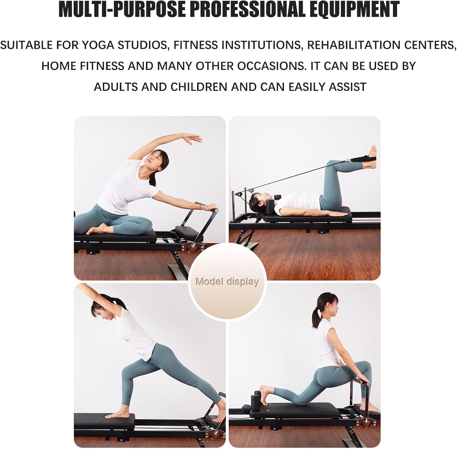 Foldable Pilates Reformer with Dual Resistance Springs and Cords P257230