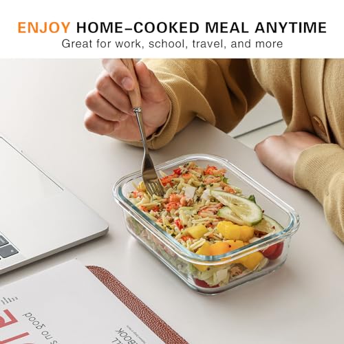10 Pack 22 Oz Glass Meal Prep Containers with Lids, Gray Y110