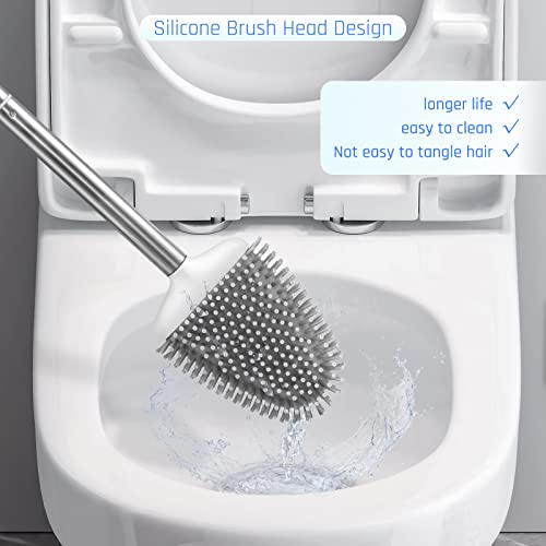 Toilet Brush and Holder Set with Silicone Bristles Y696