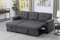 84'' L-Shape Convertible Sleeper Sectional Sofa with Storage Chaise and Pull-Out Bed, Dark Gray B285552