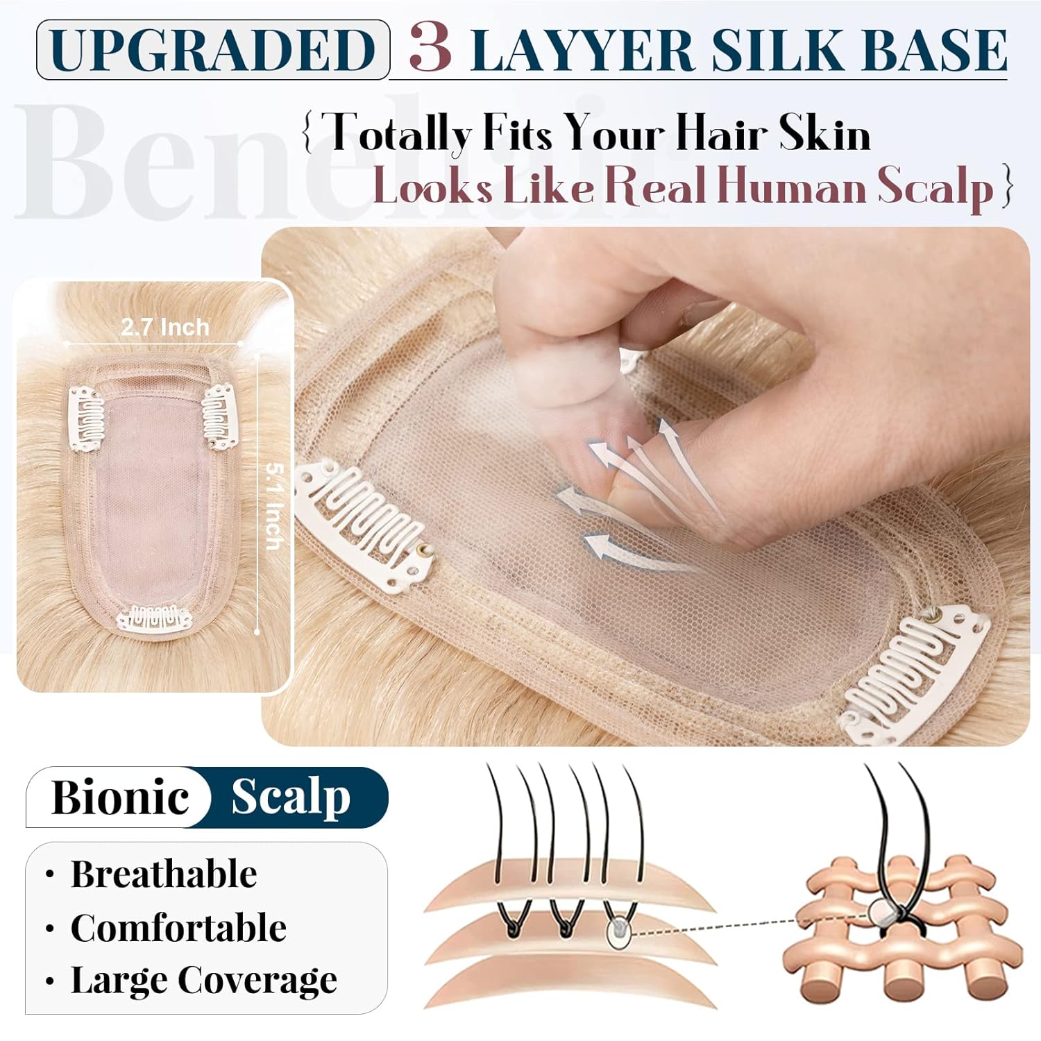 Silk Base Remy Human Hair Topper 12inch 38g D939877