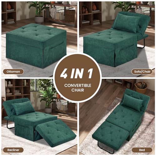 Light Blue 36" W Convertible Ottoman Bed Sleeper L933