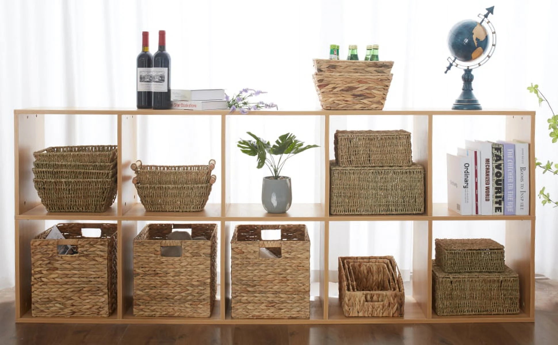 12x12x12 4 Pack Water Hyacinth Wicker Cube Storage Baskets R17852