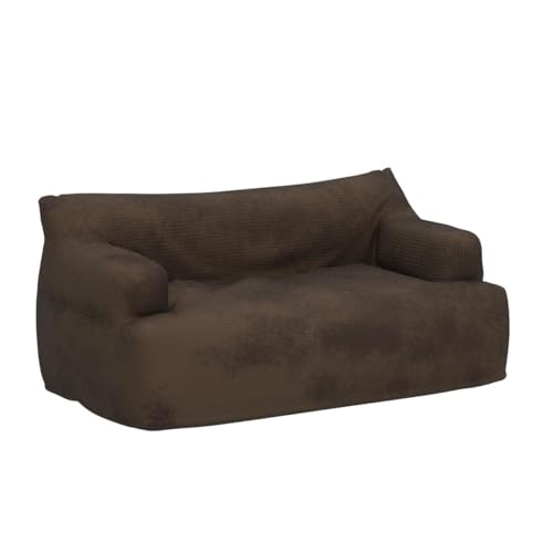 Brown Twin Size Foam Filling Bean Bag Sofa with Removable Cover L39363