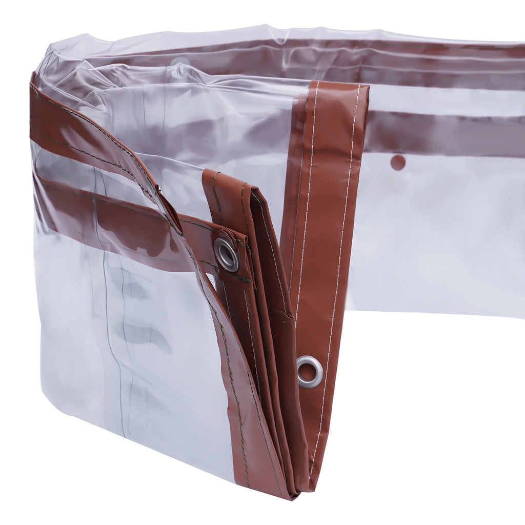 Brown PVC Clear Awning Canopy Patio Roll Up Enclosure U439