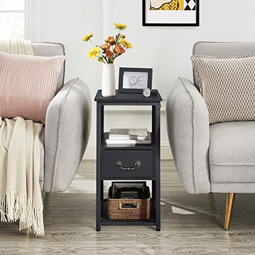 Black Single Drawer Tall Side Table O645248