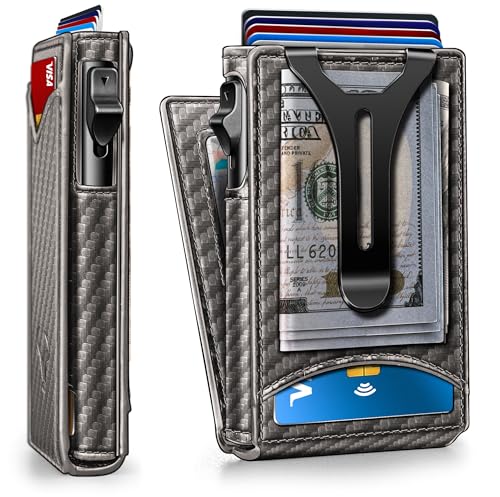 Men Wallet Money Clip Wallet Slim 9 Cards Metal Credit Card Case Magnetic Leather Flip Z7761