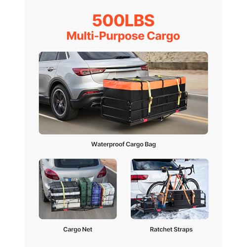70" x 30" x 6" Folding Hitch Cargo Carrier with 500 lbs Capacity J87838