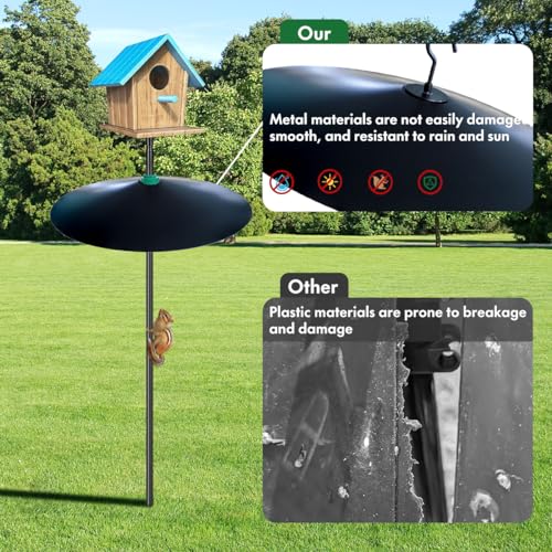 17" Extra Large Black Metal Squirrel Baffle for Bird Feeder Pole X139