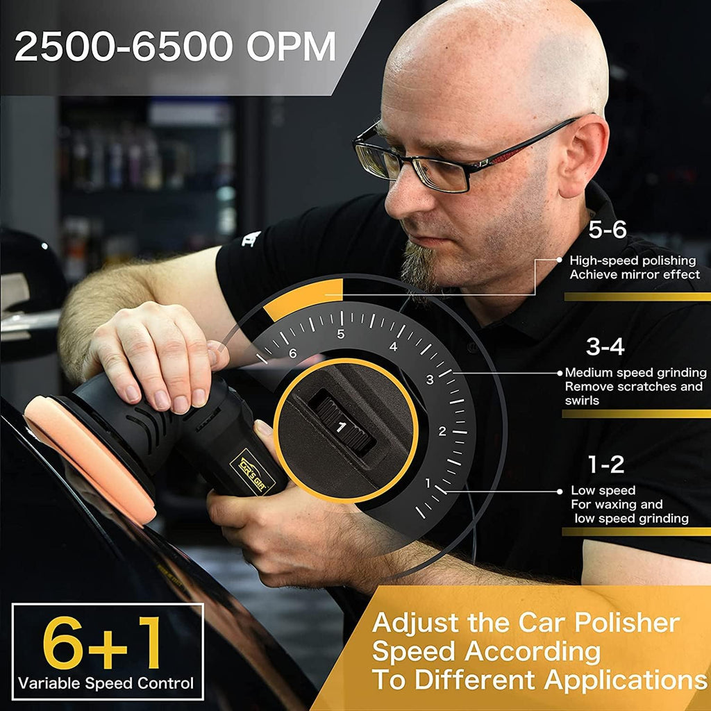5inch Random Orbital Polisher 6 Variable Speed Waxing Kit I447