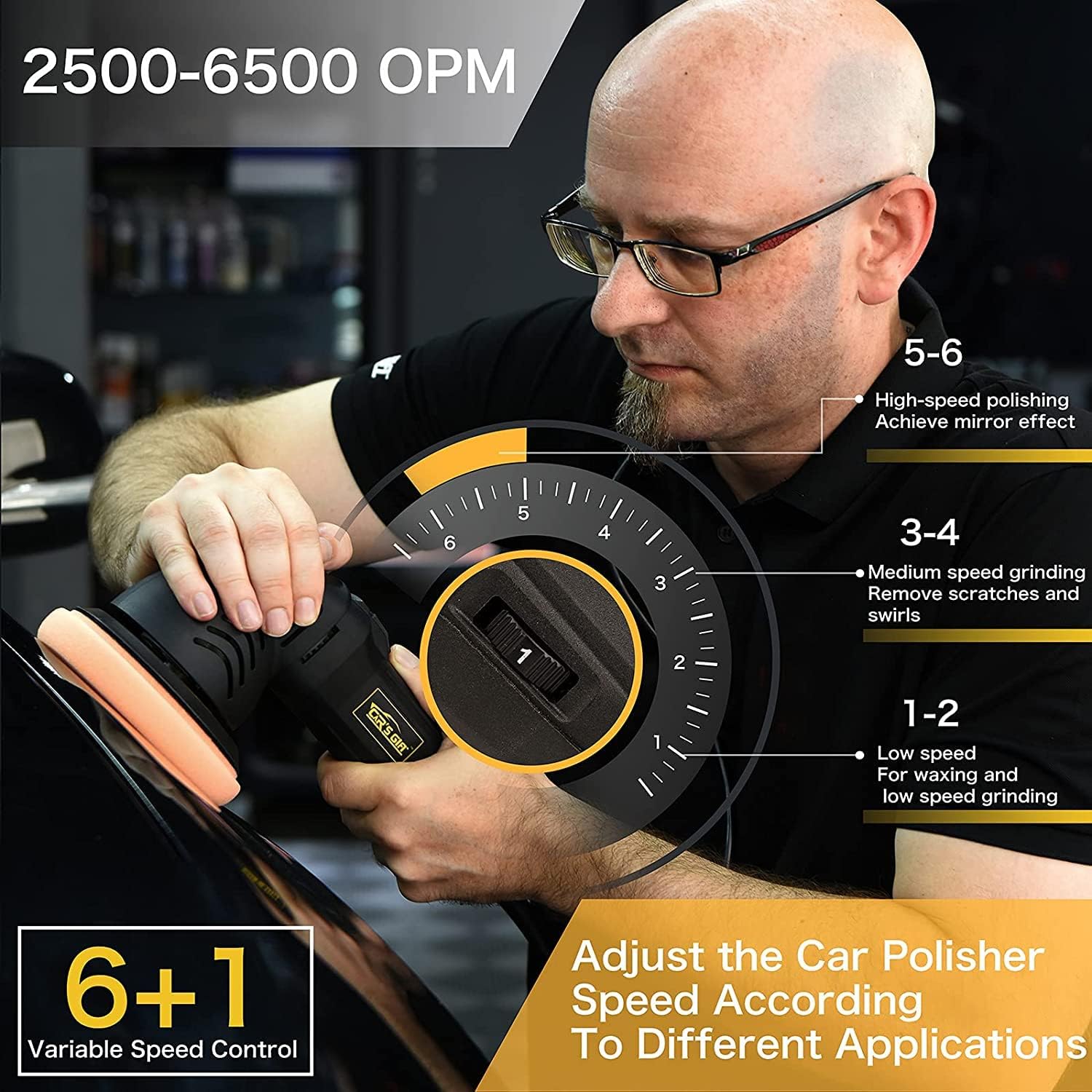 5inch Random Orbital Polisher 6 Variable Speed Waxing Kit I447
