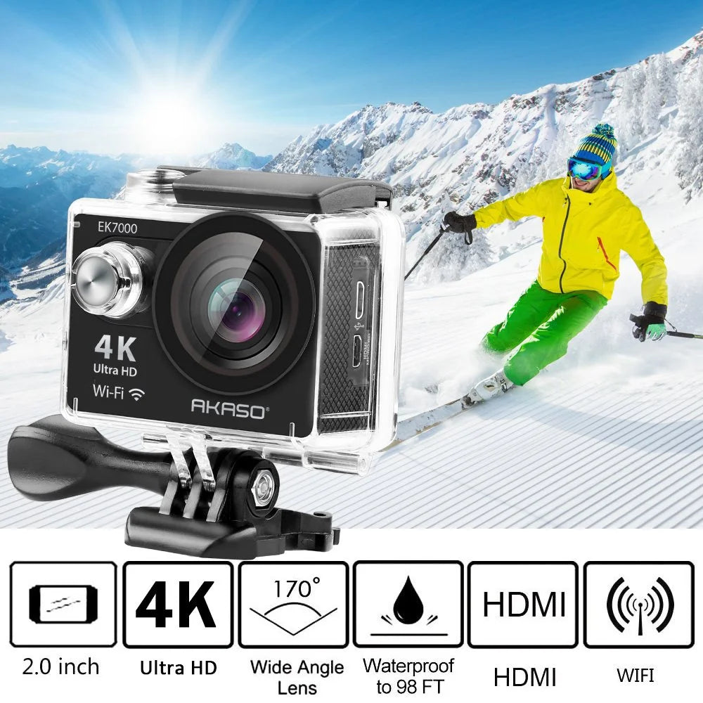 Action Camera 4K Ultra HD 12MP Waterproof Black V440629