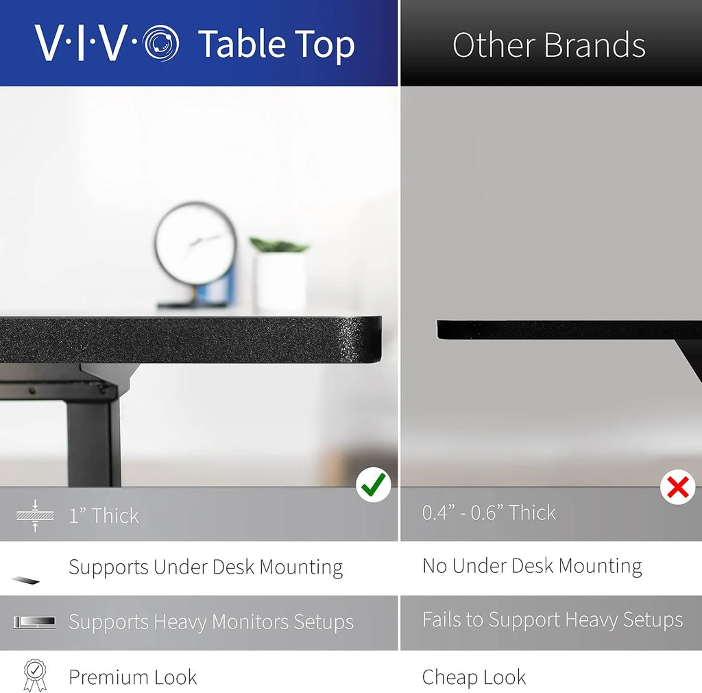 Black Table Top White Frame Electric Height Adjustable Stand Up Desk P837175