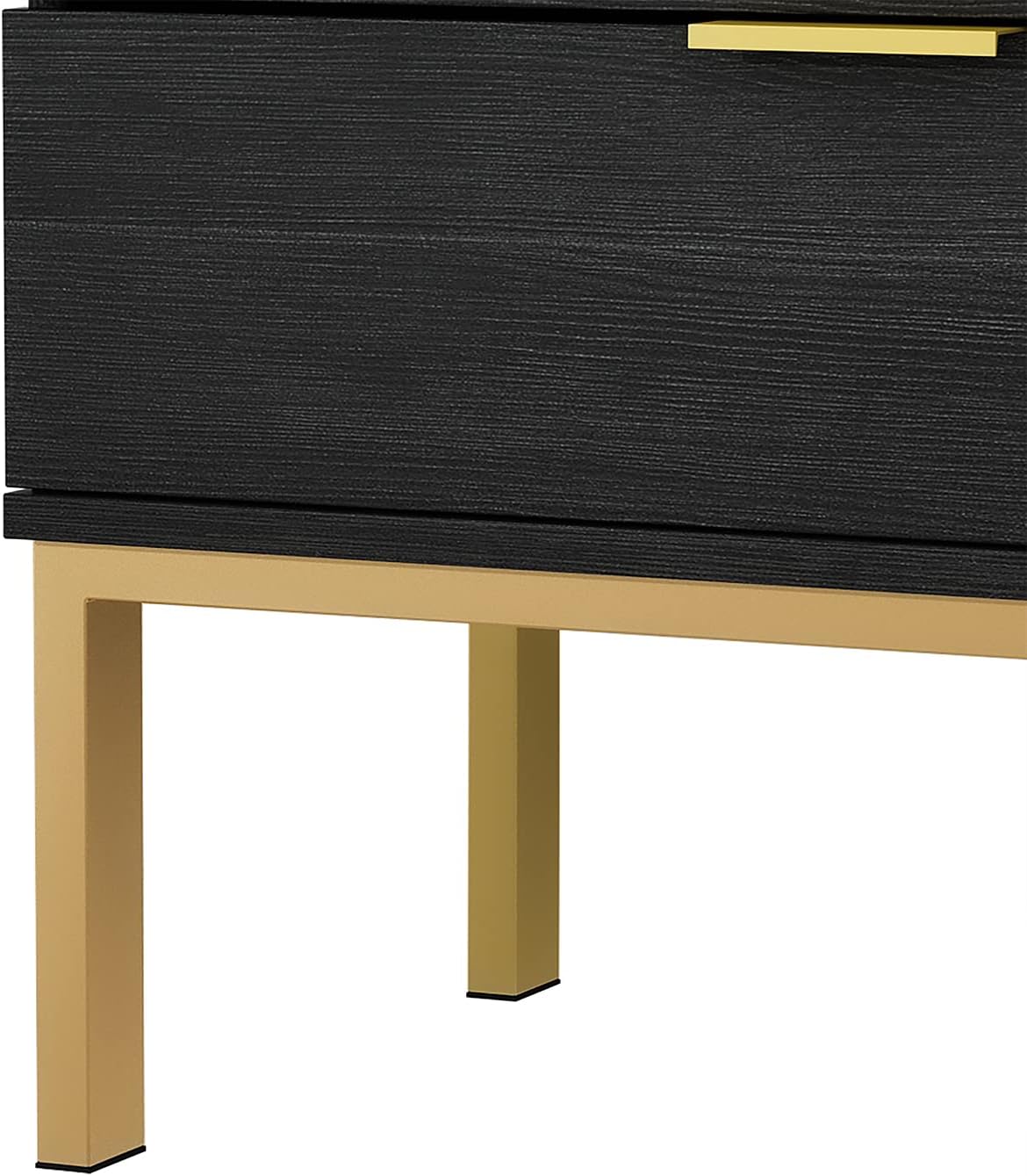 Black 5 Drawer Wood Dresser with Gold Metal Legs H285
