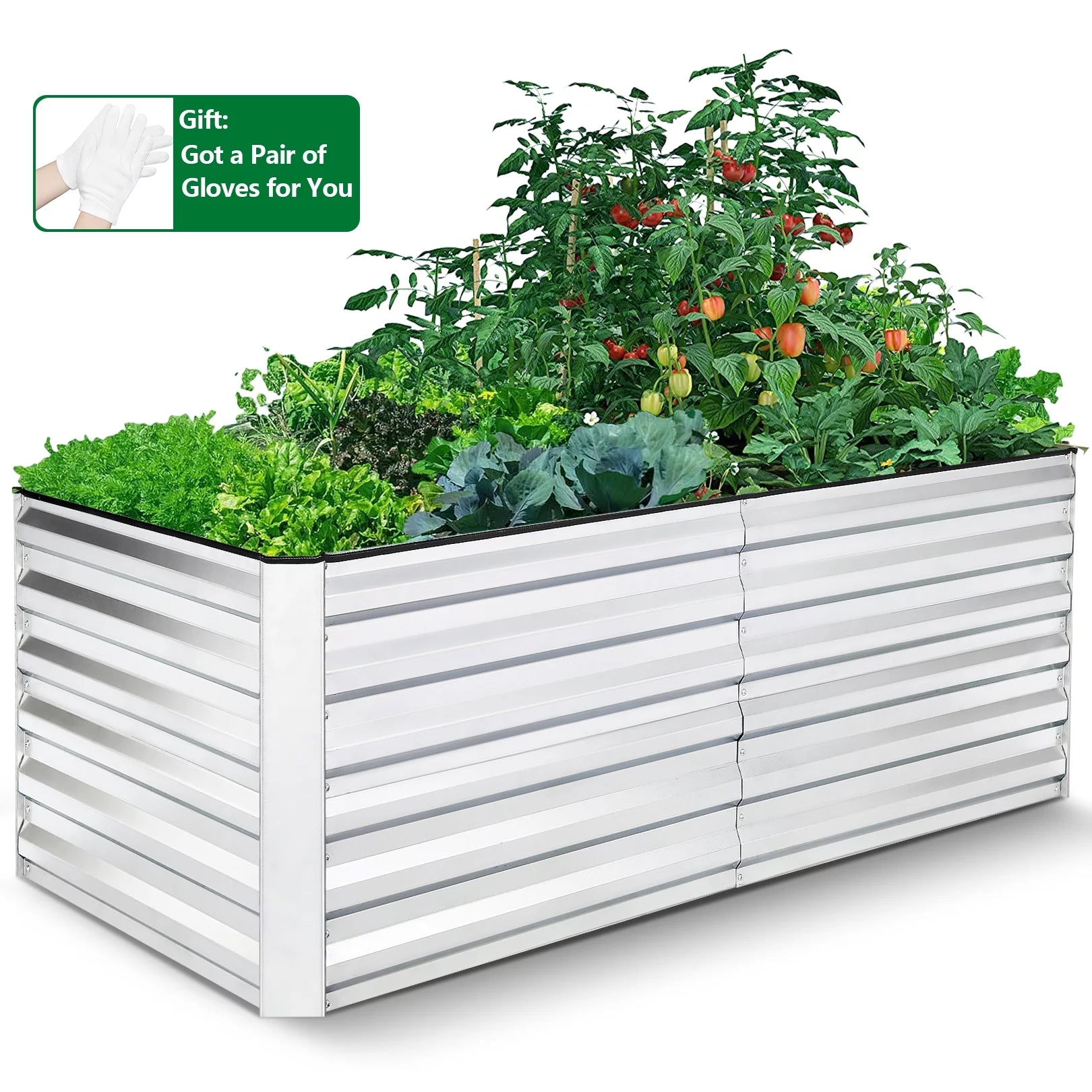 Galvanized Raised Garden Beds 6ftx3ftx2ft Large Metal Planter Box N896