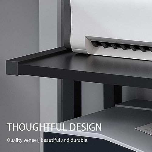 Black 2 Tier Printer Stand with Wheels J6368