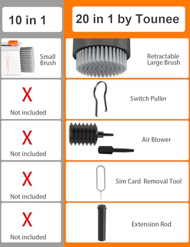 20 in 1 Keyboard Cleaner Kit with Retractable Big Brush and 2.5ml Mist Spray A28199