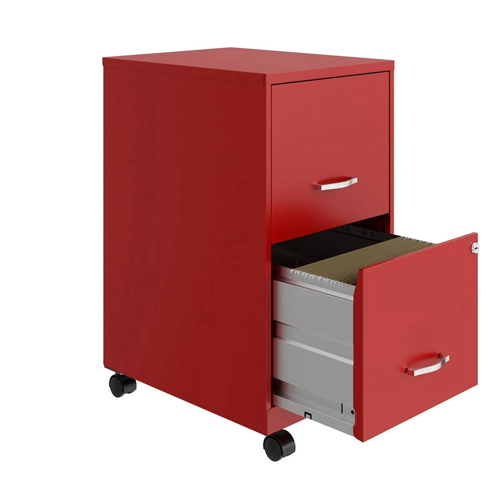 Red 2 Drawer Metal Mobile File Cabinet V415806