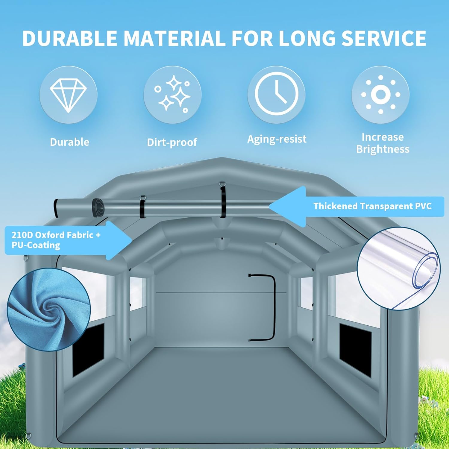 Inflatable Paint Booth 20 x 13.5 x 9.7ft Portable Spray Booth Tent with 1100W Blower Q929451