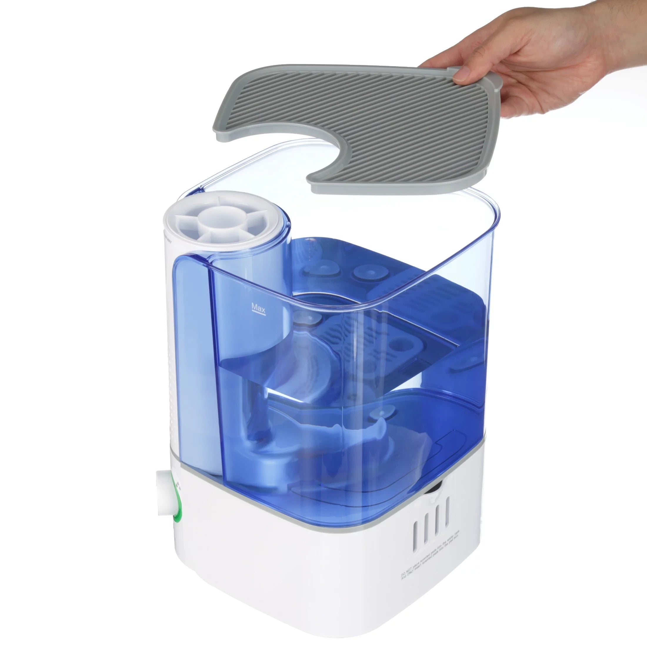 Warm Mist Humidifier, Filter Free, White & Blue, Top Fill, 1.3 Gallon N946