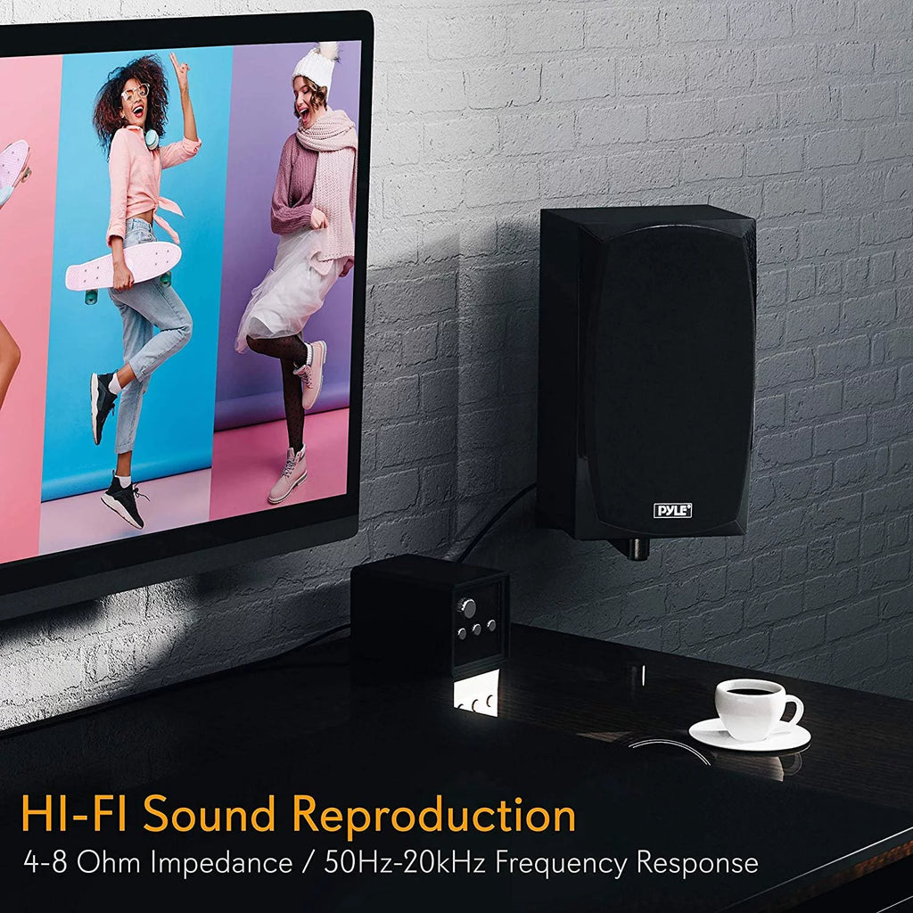 Black Bluetooth Bookshelf Stereo Speakers W13621
